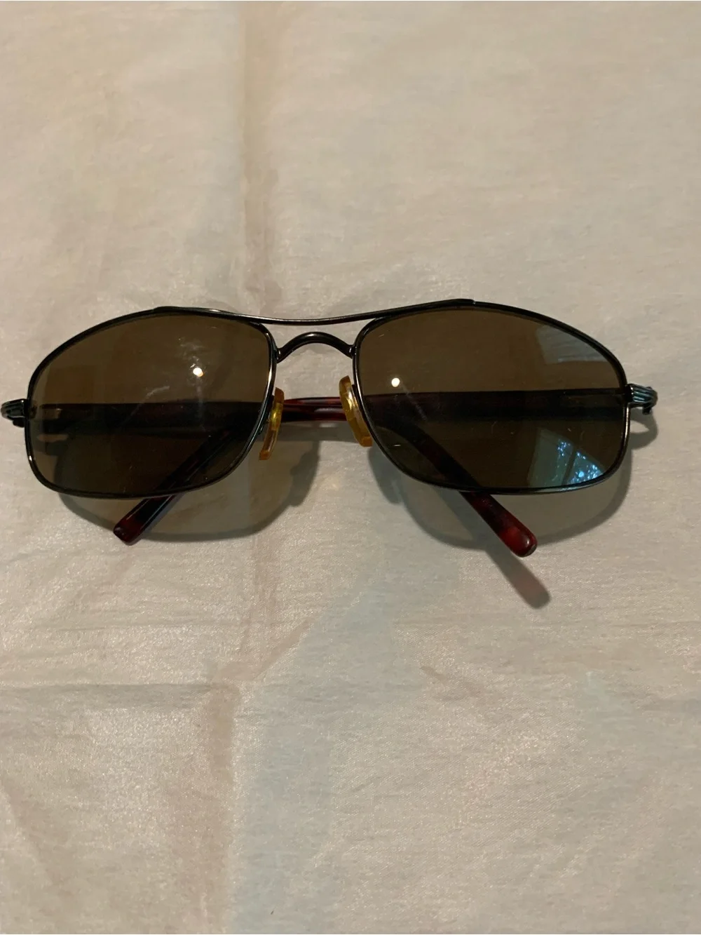 Men's Rectangular Metal Frame Sunglasses in Brown/Black
